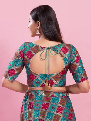 Women's silk padded back open elbow sleeves saree blouse 2