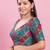 Women's silk padded back open elbow sleeves saree blouse