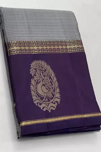 banarasi silk blend blend blue woven saree with blouse