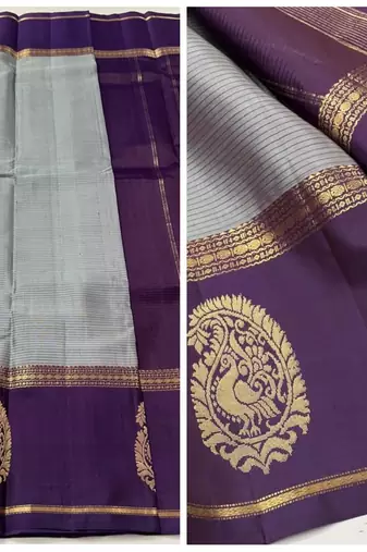 banarasi silk blend blend blue woven saree with blouse