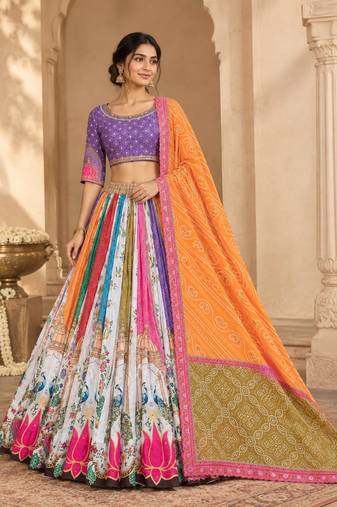 Purple Lotus Navratri Lehenga Choli With Dupatta