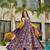 Floral printed silk fully flared anarkali gown with dupatta for women