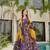 Floral printed silk fully flared anarkali gown with dupatta for women