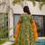 Floral printed silk fully flared anarkali gown with dupatta for women