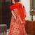 Floral printed silk fully flared anarkali gown with dupatta for women