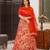 Floral printed silk fully flared anarkali gown with dupatta for women