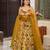 Floral printed silk fully flared anarkali gown with dupatta for women