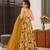 Floral printed silk fully flared anarkali gown with dupatta for women