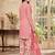 Pink printed cotton blend stitched geometric print salwar kurta dupatta for women