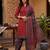 Red printed cotton blend stitched geometric print salwar kurta dupatta for women