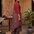 Red printed cotton blend stitched geometric print salwar kurta dupatta for women