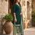 Green printed cotton blend stitched geometric print salwar kurta dupatta for women