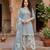 Grey printed cotton blend stitched geometric print salwar kurta dupatta for women