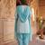 Blue printed cotton blend stitched floral print salwar kurta dupatta for women