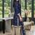 Blue printed cotton blend stitched geometric print salwar kurta dupatta for women