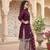 Purple printed cotton blend stitched geometric print salwar kurta dupatta for women