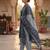 Blue printed cotton blend stitched geometric print salwar kurta dupatta for women