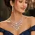 crystal bridal necklace earrings set cz rhinestone choker floral teardrop design