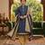 Blue printed cotton blend stitched geometric print salwar kurta dupatta for women