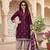 Purple printed cotton blend stitched geometric print salwar kurta dupatta for women