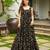 Black georgette floral printed fully flared anarkali gown for women