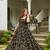 Black georgette floral printed fully flared anarkali gown for women