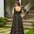 Black georgette floral printed fully flared anarkali gown for women