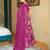 Purple rayon floral printed fully flared anarkali gown for women