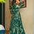 Green rayon floral printed fully flared anarkali gown for women