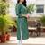 Green cotton blend geometric printed kurta for women