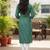 Green cotton blend geometric printed kurta for women