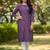 Purple cotton blend geometric printed kurta for women