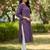 Purple cotton blend geometric printed kurta for women