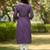 Purple cotton blend geometric printed kurta for women