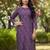 Purple cotton blend geometric printed kurta for women