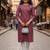 Maroon cotton blend geometric printed kurta for women