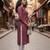 Maroon cotton blend geometric printed kurta for women