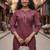 Maroon cotton blend geometric printed kurta for women