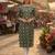 Green cotton blend geometric printed kurta for women