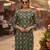 Green cotton blend geometric printed kurta for women