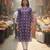 Purple cotton blend geometric printed kurta for women