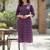 Wine cotton blend geometric printed kurta for women