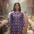 Purple cotton blend geometric printed kurta for women
