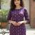 Wine cotton blend geometric printed kurta for women