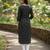 Black cotton blend geometric printed kurta for women