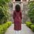 Maroon cotton blend geometric printed kurta for women