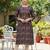 Wine cotton blend geometric printed kurta for women