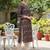 Wine cotton blend geometric printed kurta for women
