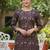 Wine cotton blend geometric printed kurta for women