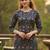 Blue cotton blend geometric printed kurta for women